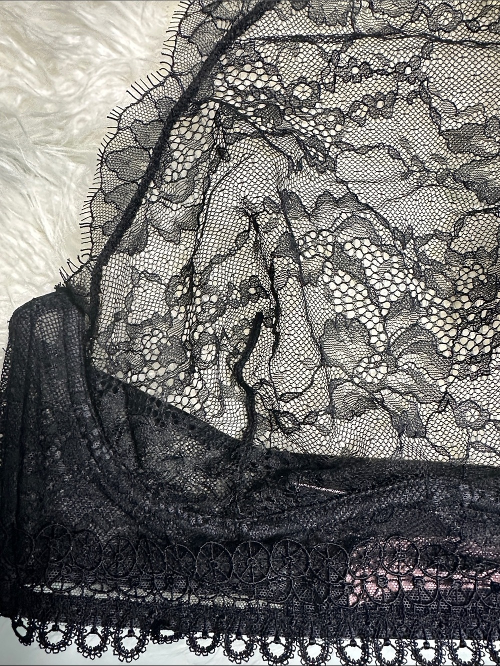 NWT Victoria’s Secret Black Lace High Neck Underwire Bra 34D/DD Sheer Halter - Picture 3 of 7